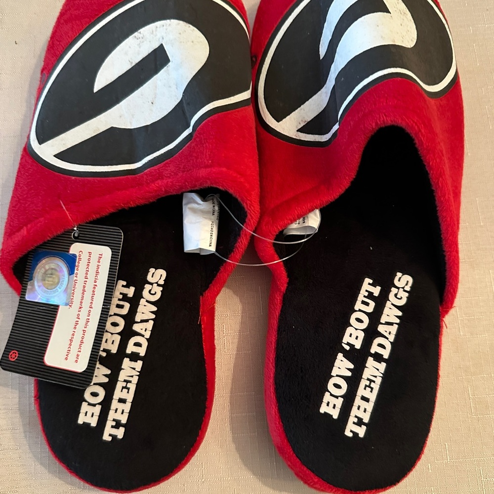 Red and Black Slippers with Logo